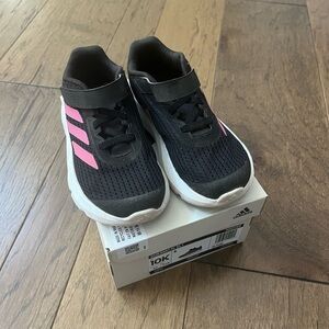 Adidas Kids Black and Pink Sneakers - size 10